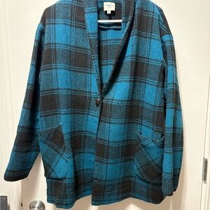 Blue and Black Plaid Women's Jacket